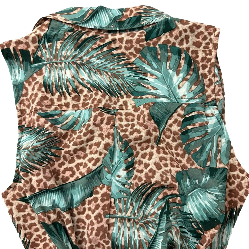 G by GUILIANA Women tropical button up sleeveless cheetah leopard print maxi NWT - Picture 4 of 9
